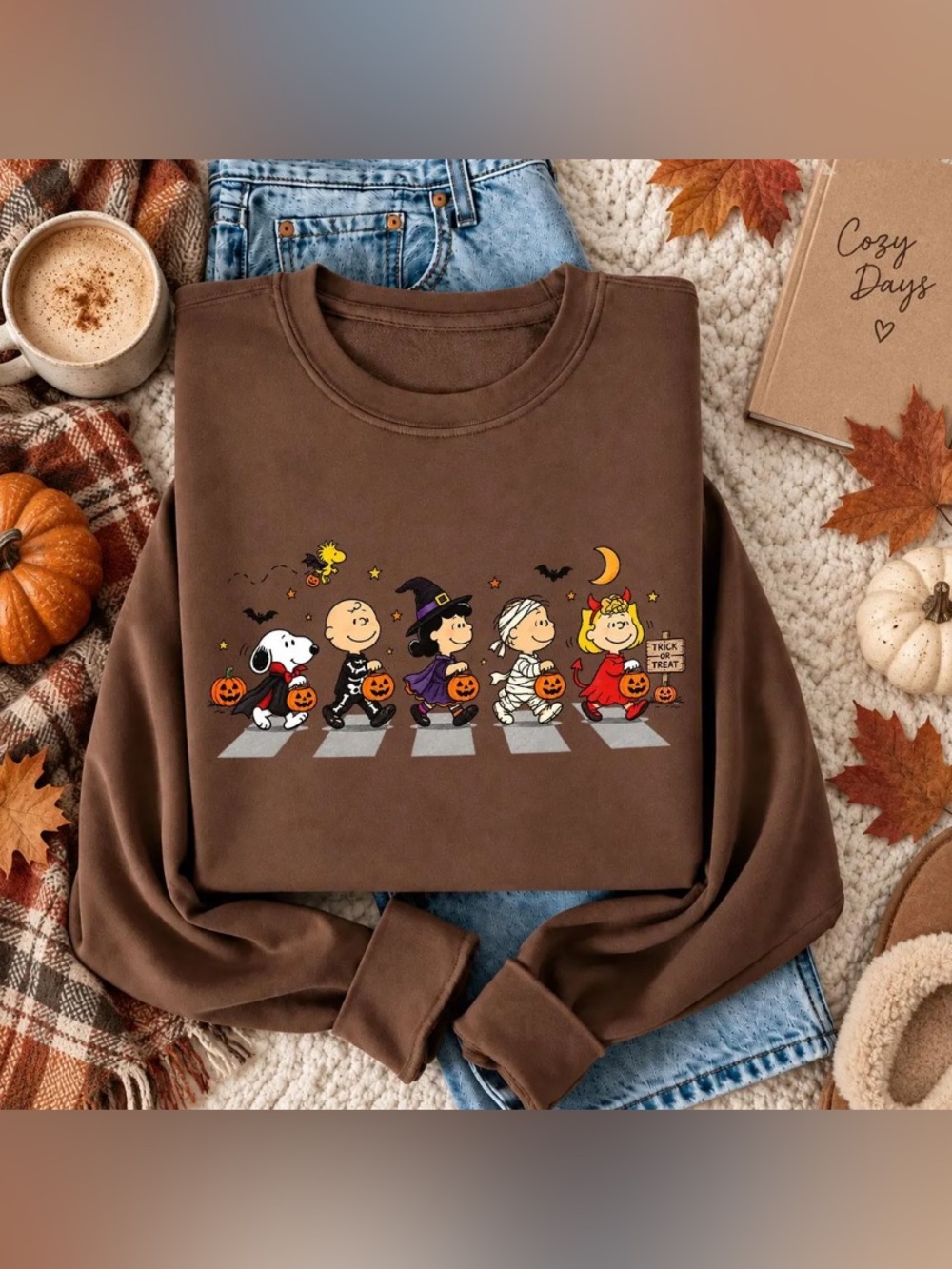 Halloween Cartoon Costumes Dog Sweatshirt, Trick or Treat Spooky Season Tee